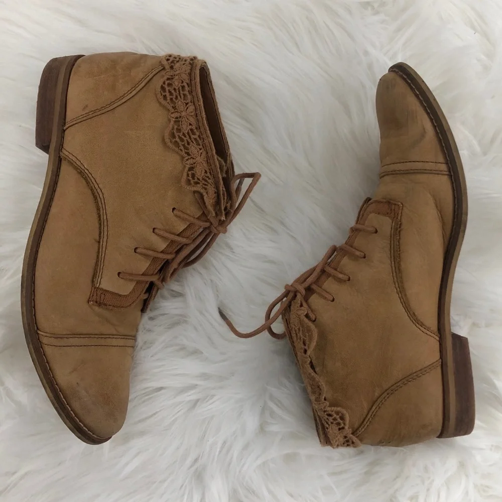 Gianni Bini Distressed Lace Up Booties